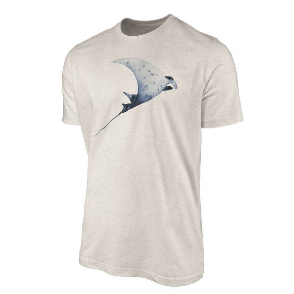 Paul Sinus Art Herren Shirt 100% gekämmte Bio-Baumwolle T-Shirt Rochen Mantarochen Wasserfarben Motiv Nachhaltig Ö im Angebot