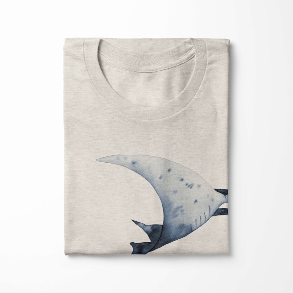 Paul Sinus Art Herren Shirt 100% gekämmte Bio-Baumwolle T-Shirt Rochen Mantarochen Wasserfarben Motiv Nachhaltig Ö im Angebot