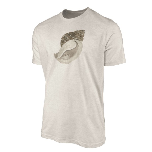 Paul Sinus Art Herren Shirt 100% gekämmte Bio-Baumwolle T-Shirt Seemuschel Wasserfarben Motiv Nachhaltig Ökomode a Schlussverkauf