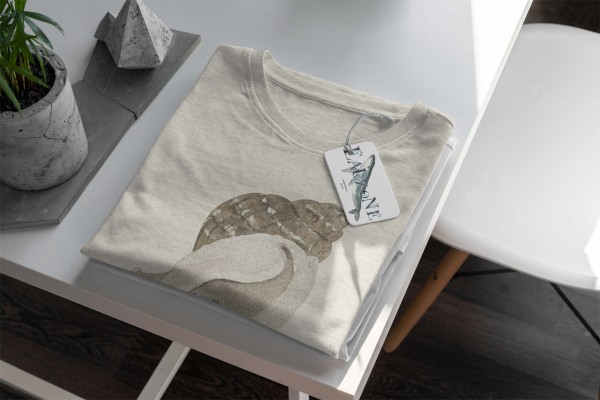 Paul Sinus Art Herren Shirt 100% gekämmte Bio-Baumwolle T-Shirt Seemuschel Wasserfarben Motiv Nachhaltig Ökomode a Schlussverkauf