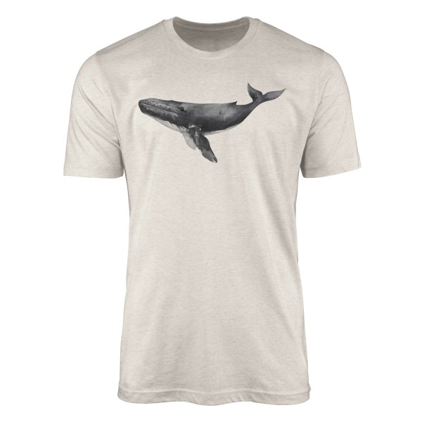 Paul Sinus Art Herren Shirt 100% gekämmte Bio-Baumwolle T-Shirt Buckelwal Wasserfarben Motiv Nachhaltig Ökomode au