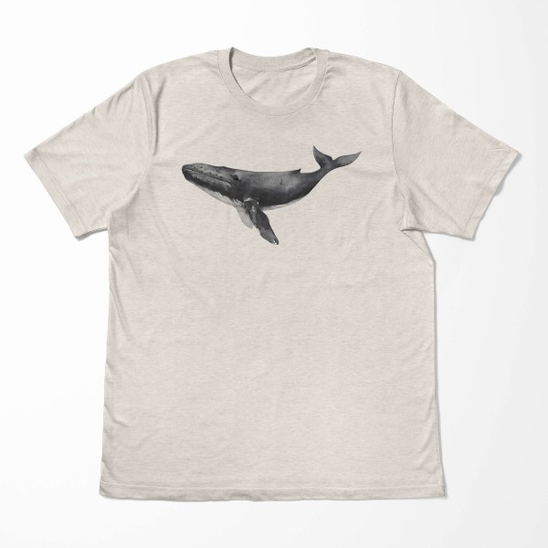 Paul Sinus Art Herren Shirt 100% gekämmte Bio-Baumwolle T-Shirt Buckelwal Wasserfarben Motiv Nachhaltig Ökomode au Günstiger Verkauf