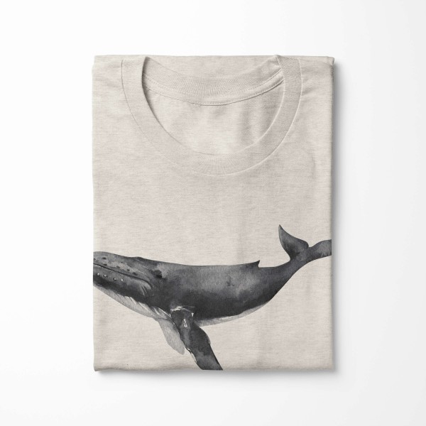 Paul Sinus Art Herren Shirt 100% gekämmte Bio-Baumwolle T-Shirt Buckelwal Wasserfarben Motiv Nachhaltig Ökomode au Günstiger Verkauf