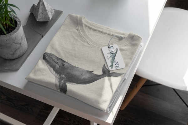 Paul Sinus Art Herren Shirt 100% gekämmte Bio-Baumwolle T-Shirt Buckelwal Wasserfarben Motiv Nachhaltig Ökomode au Günstiger Verkauf