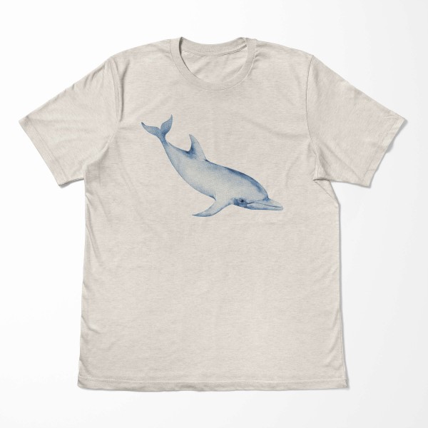 Paul Sinus Art Herren Shirt 100% gekämmte Bio-Baumwolle T-Shirt Delfin Wasserfarben Motiv Nachhaltig Ökomode aus e Fabrikverkauf