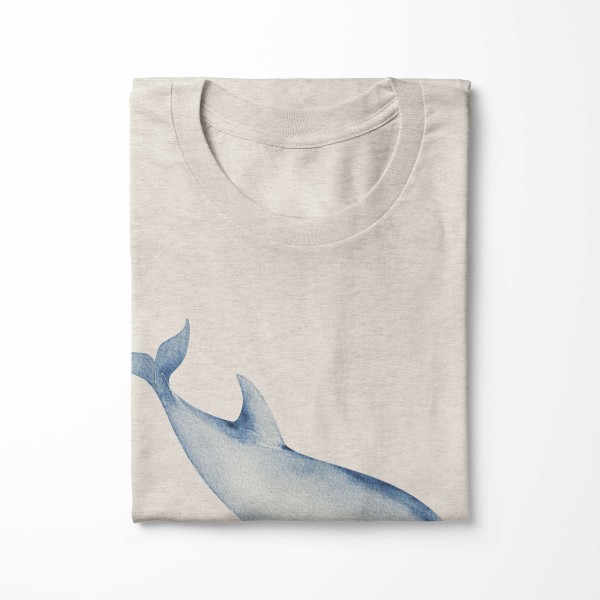 Paul Sinus Art Herren Shirt 100% gekämmte Bio-Baumwolle T-Shirt Delfin Wasserfarben Motiv Nachhaltig Ökomode aus e Fabrikverkauf