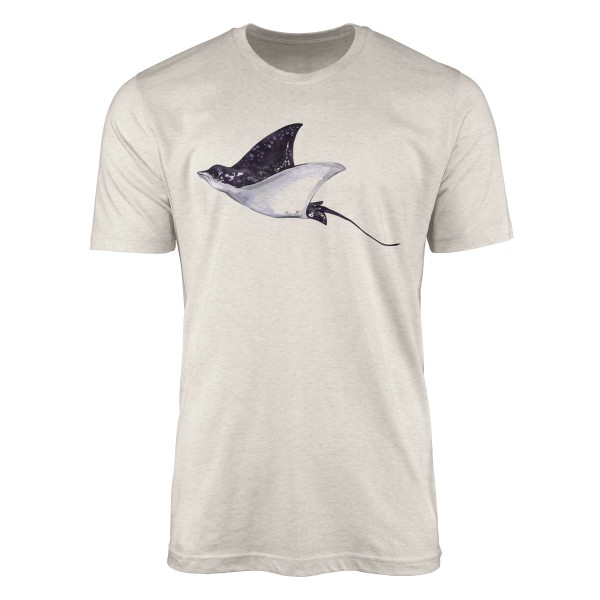 Paul Sinus Art Herren Shirt 100% gekämmte Bio-Baumwolle T-Shirt Rochen Wasserfarben Motiv Nachhaltig Ökomode aus e
