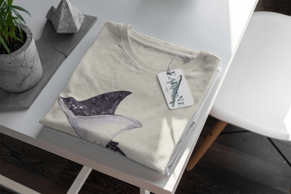 Paul Sinus Art Herren Shirt 100% gekämmte Bio-Baumwolle T-Shirt Rochen Wasserfarben Motiv Nachhaltig Ökomode aus e Meist gekauft