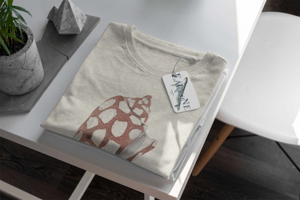 Paul Sinus Art Herren Shirt 100% gekämmte Bio-Baumwolle T-Shirt Muschel Wasserfarben Motiv Nachhaltig Ökomode aus Blitzverkäufe