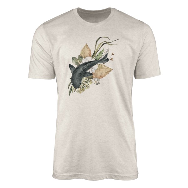 Paul Sinus Art Herren Shirt 100% gekämmte Bio-Baumwolle T-Shirt Blumen Koi Wasserfarben Motiv Nachhaltig Ökomode a