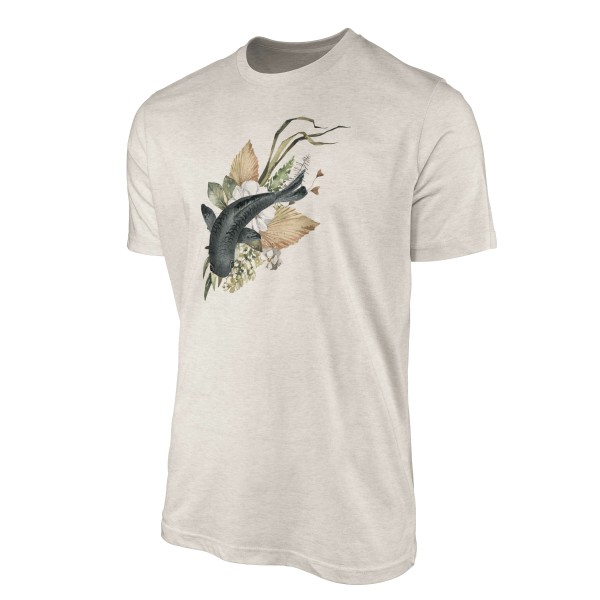 Paul Sinus Art Herren Shirt 100% gekämmte Bio-Baumwolle T-Shirt Blumen Koi Wasserfarben Motiv Nachhaltig Ökomode a Kostenloser Versand