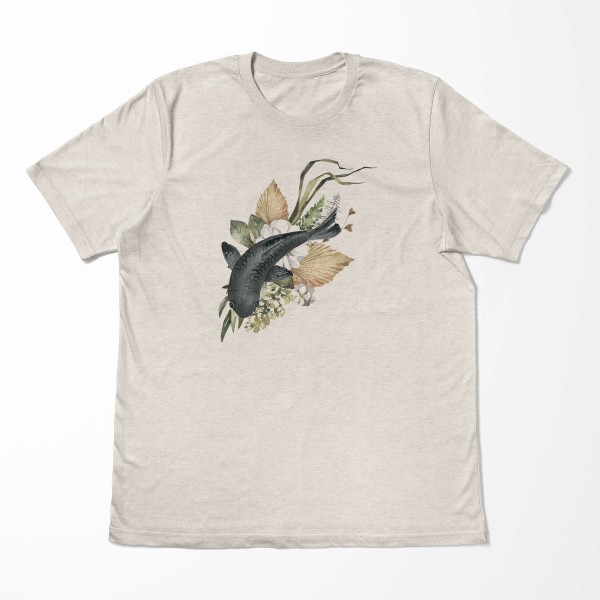 Paul Sinus Art Herren Shirt 100% gekämmte Bio-Baumwolle T-Shirt Blumen Koi Wasserfarben Motiv Nachhaltig Ökomode a Kostenloser Versand