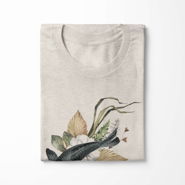Paul Sinus Art Herren Shirt 100% gekämmte Bio-Baumwolle T-Shirt Blumen Koi Wasserfarben Motiv Nachhaltig Ökomode a Kostenloser Versand