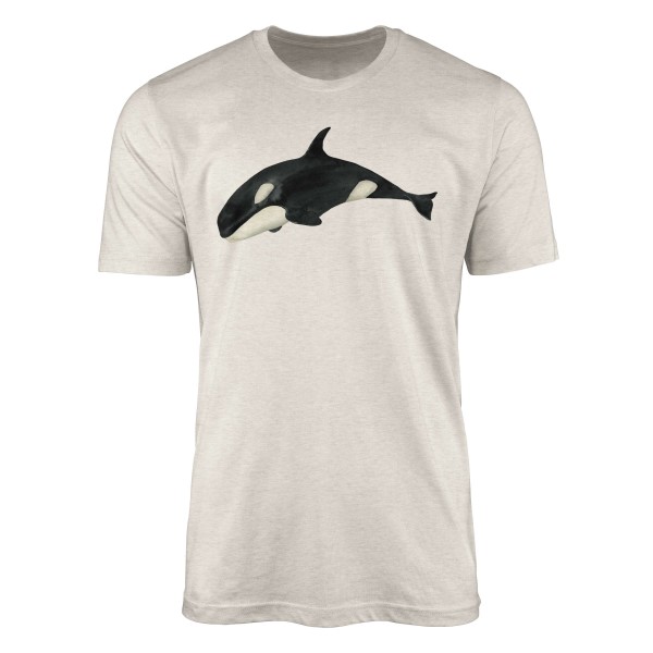 Paul Sinus Art Herren Shirt 100% gekämmte Bio-Baumwolle T-Shirt Killerwal Orca Wasserfarben Motiv Nachhaltig Ökomo Limitierter Zeitrabatt