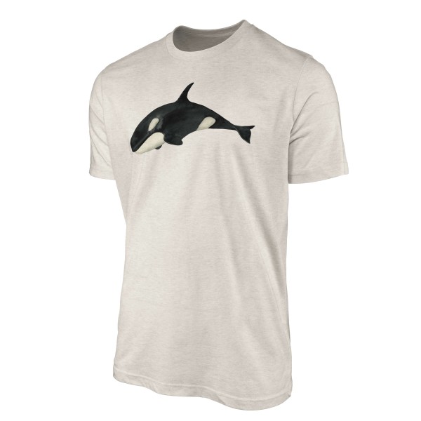 Paul Sinus Art Herren Shirt 100% gekämmte Bio-Baumwolle T-Shirt Killerwal Orca Wasserfarben Motiv Nachhaltig Ökomo Limitierter Zeitrabatt