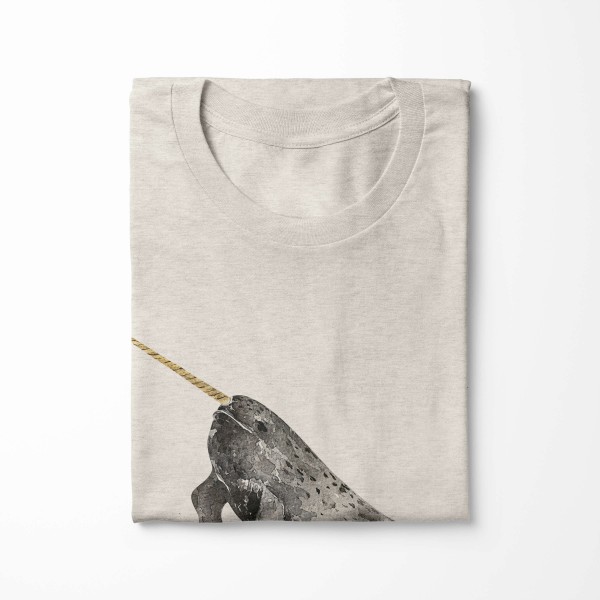 Paul Sinus Art Herren Shirt 100% gekämmte Bio-Baumwolle T-Shirt Narwal Wasserfarben Motiv Nachhaltig Ökomode aus e Fabrikpreis