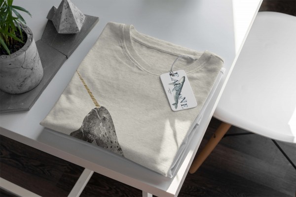Paul Sinus Art Herren Shirt 100% gekämmte Bio-Baumwolle T-Shirt Narwal Wasserfarben Motiv Nachhaltig Ökomode aus e Fabrikpreis
