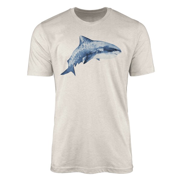 Paul Sinus Art Herren Shirt 100% gekämmte Bio-Baumwolle T-Shirt Hai Wasserfarben Motiv Nachhaltig Ökomode aus erne Rabatt