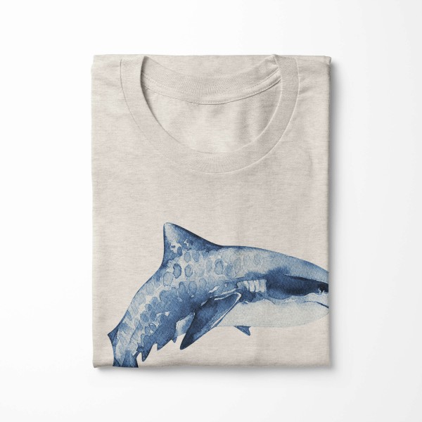 Paul Sinus Art Herren Shirt 100% gekämmte Bio-Baumwolle T-Shirt Hai Wasserfarben Motiv Nachhaltig Ökomode aus erne Rabatt