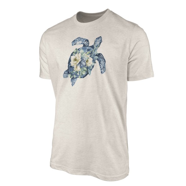 Paul Sinus Art Herren Shirt 100% gekämmte Bio-Baumwolle T-Shirt Blumen Seeschildkröte Wasserfarben Motiv Nachhalti Günstig kaufen