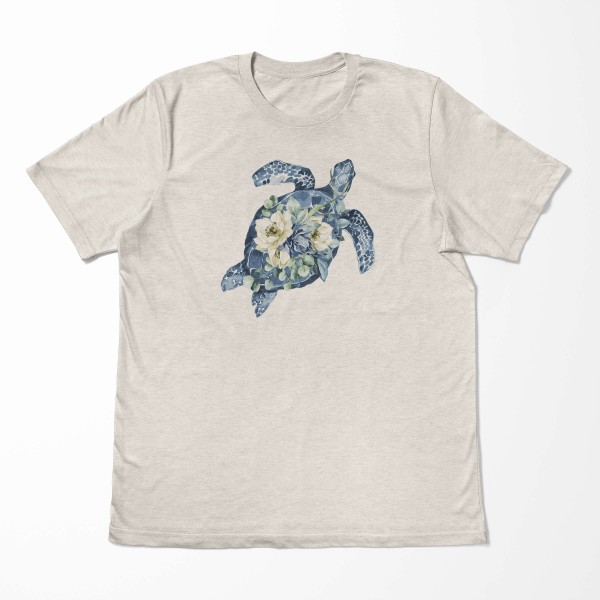 Paul Sinus Art Herren Shirt 100% gekämmte Bio-Baumwolle T-Shirt Blumen Seeschildkröte Wasserfarben Motiv Nachhalti Günstig kaufen