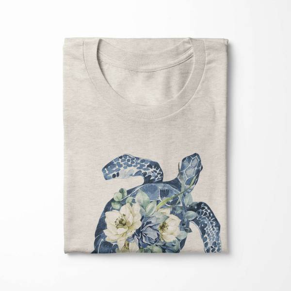 Paul Sinus Art Herren Shirt 100% gekämmte Bio-Baumwolle T-Shirt Blumen Seeschildkröte Wasserfarben Motiv Nachhalti Günstig kaufen
