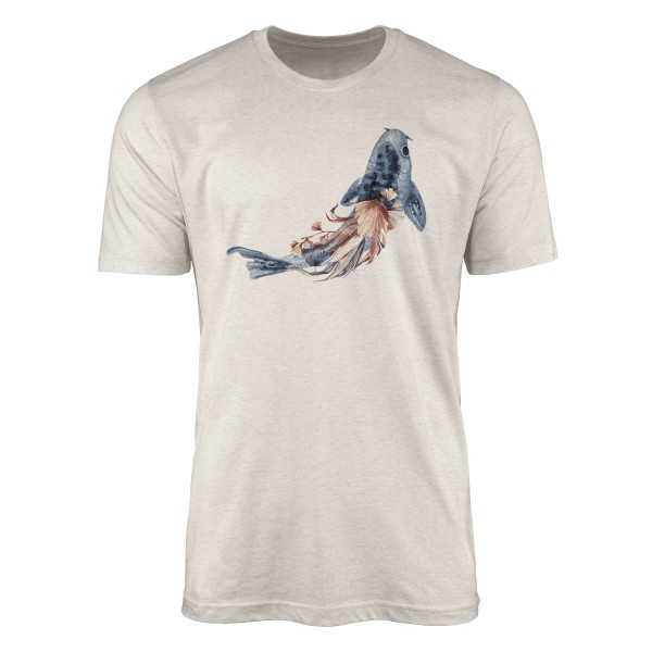 Paul Sinus Art Herren Shirt 100% gekämmte Bio-Baumwolle T-Shirt Koi Karpfen Wasserfarben Motiv Nachhaltig Ökomode Großer Ausverkauf