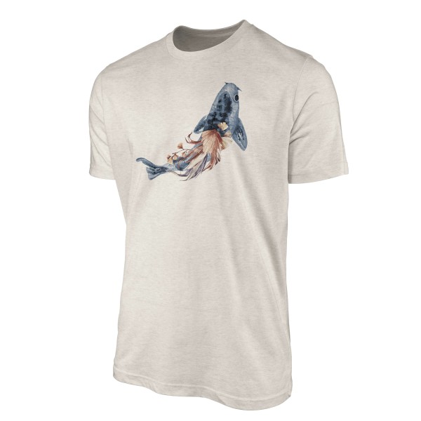 Paul Sinus Art Herren Shirt 100% gekämmte Bio-Baumwolle T-Shirt Koi Karpfen Wasserfarben Motiv Nachhaltig Ökomode Großer Ausverkauf