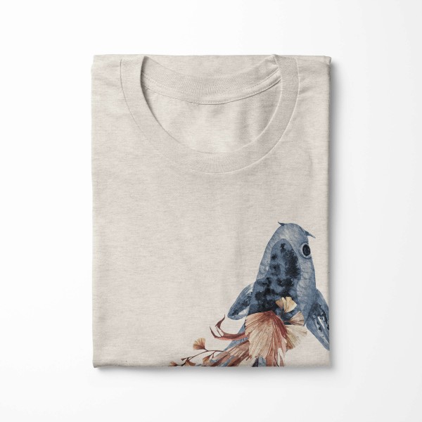 Paul Sinus Art Herren Shirt 100% gekämmte Bio-Baumwolle T-Shirt Koi Karpfen Wasserfarben Motiv Nachhaltig Ökomode Großer Ausverkauf