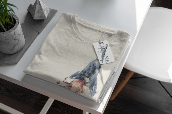Paul Sinus Art Herren Shirt 100% gekämmte Bio-Baumwolle T-Shirt Koi Karpfen Wasserfarben Motiv Nachhaltig Ökomode Großer Ausverkauf