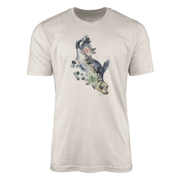 Paul Sinus Art Herren Shirt 100% gekämmte Bio-Baumwolle T-Shirt Seerobbe Wasserfarben Motiv Nachhaltig Ökomode aus