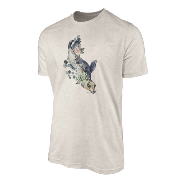 Paul Sinus Art Herren Shirt 100% gekämmte Bio-Baumwolle T-Shirt Seerobbe Wasserfarben Motiv Nachhaltig Ökomode aus Flash Sale