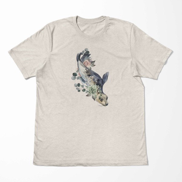 Paul Sinus Art Herren Shirt 100% gekämmte Bio-Baumwolle T-Shirt Seerobbe Wasserfarben Motiv Nachhaltig Ökomode aus Flash Sale