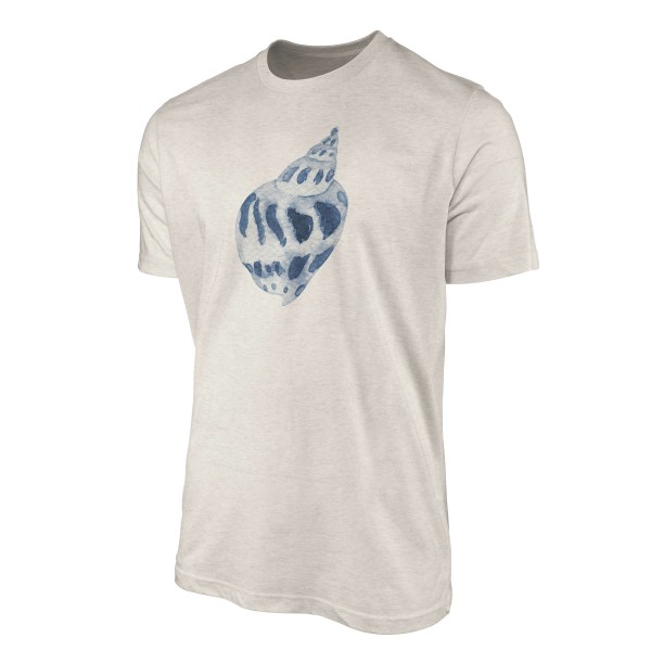 Paul Sinus Art Herren Shirt 100% gekämmte Bio-Baumwolle T-Shirt Muschel Wasserfarben Motiv Nachhaltig Ökomode aus Online Shopping