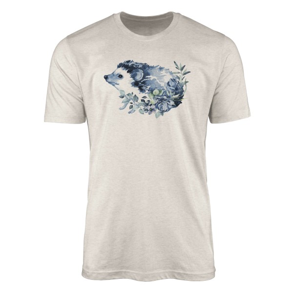Paul Sinus Art Herren Shirt 100% gekämmte Bio-Baumwolle T-Shirt Aquarell Igel Motiv Nachhaltig Ökomode aus erneuer
