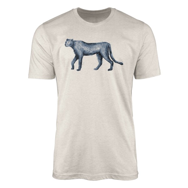 Paul Sinus Art Herren Shirt 100% gekämmte Bio-Baumwolle T-Shirt Aquarell Raubkatze Motiv Nachhaltig Ökomode aus er