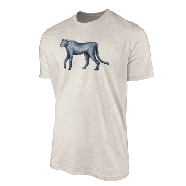 Paul Sinus Art Herren Shirt 100% gekämmte Bio-Baumwolle T-Shirt Aquarell Raubkatze Motiv Nachhaltig Ökomode aus er Saisonschlussverkauf