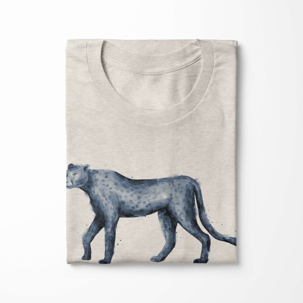 Paul Sinus Art Herren Shirt 100% gekämmte Bio-Baumwolle T-Shirt Aquarell Raubkatze Motiv Nachhaltig Ökomode aus er Saisonschlussverkauf