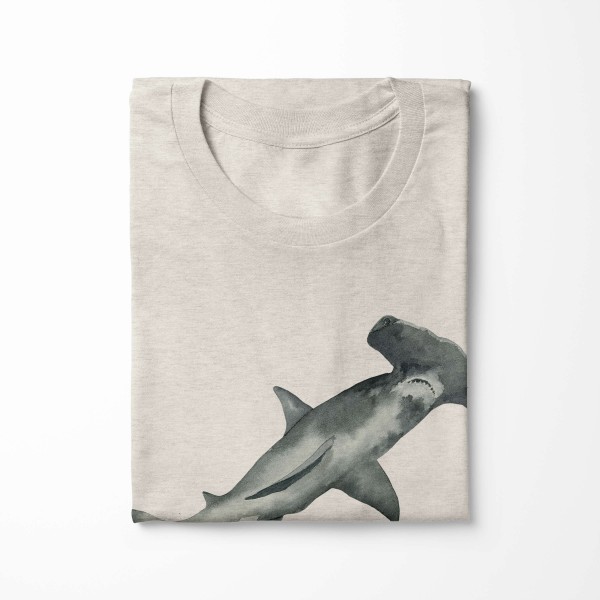 Paul Sinus Art Herren Shirt 100% gekämmte Bio-Baumwolle T-Shirt Hammerhai Wasserfarben Motiv Nachhaltig Ökomode au Weihnachtsangebot