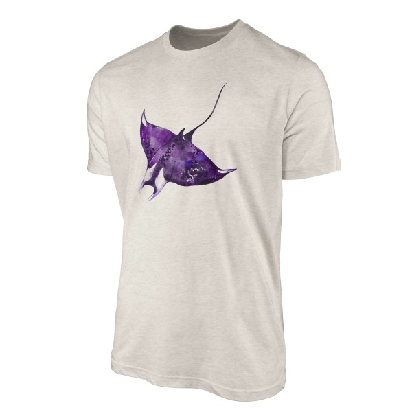 Paul Sinus Art Herren Shirt 100% gekämmte Bio-Baumwolle T-Shirt Mantarochen Wasserfarben Motiv Nachhaltig Ökomode Osterangebot