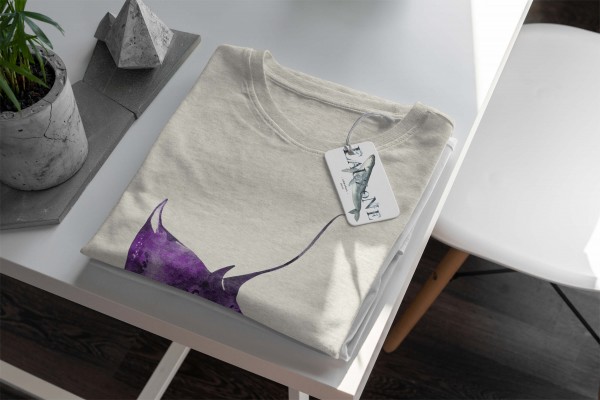 Paul Sinus Art Herren Shirt 100% gekämmte Bio-Baumwolle T-Shirt Mantarochen Wasserfarben Motiv Nachhaltig Ökomode Osterangebot