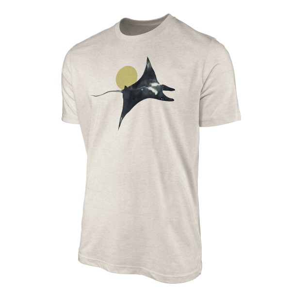 Paul Sinus Art Herren Shirt 100% gekämmte Bio-Baumwolle T-Shirt Riesenrochen Wasserfarben Motiv Nachhaltig Ökomode Muttertagsangebot