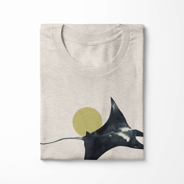 Paul Sinus Art Herren Shirt 100% gekämmte Bio-Baumwolle T-Shirt Riesenrochen Wasserfarben Motiv Nachhaltig Ökomode Muttertagsangebot