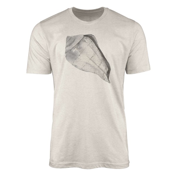 Paul Sinus Art Herren Shirt 100% gekämmte Bio-Baumwolle T-Shirt Seemuschel Wasserfarben Motiv Nachhaltig Ökomode a Vatertagsangebot