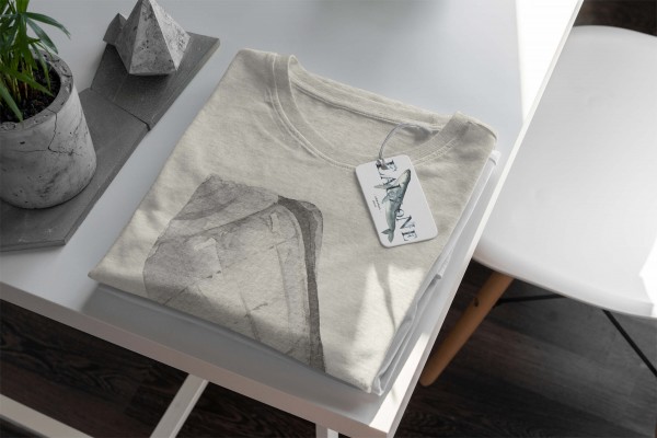 Paul Sinus Art Herren Shirt 100% gekämmte Bio-Baumwolle T-Shirt Seemuschel Wasserfarben Motiv Nachhaltig Ökomode a Vatertagsangebot