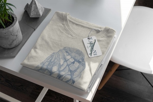 Paul Sinus Art Herren Shirt 100% gekämmte Bio-Baumwolle T-Shirt Muschel Wasserfarben Motiv Nachhaltig Ökomode aus Valentinstagsangebot