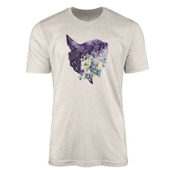 Paul Sinus Art Herren Shirt 100% gekämmte Bio-Baumwolle T-Shirt Mondfisch Blumen Wasserfarben Motiv Nachhaltig Öko