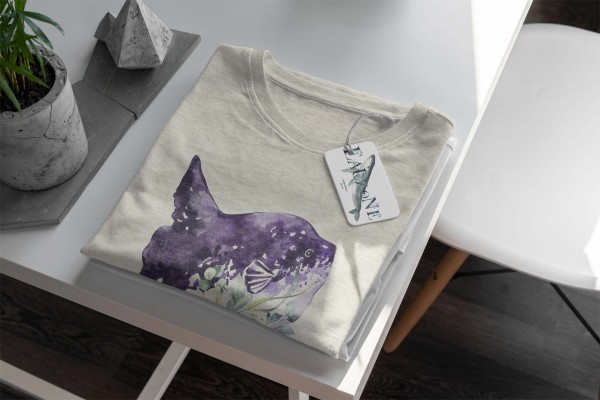 Paul Sinus Art Herren Shirt 100% gekämmte Bio-Baumwolle T-Shirt Mondfisch Blumen Wasserfarben Motiv Nachhaltig Öko Jubiläumsangebot