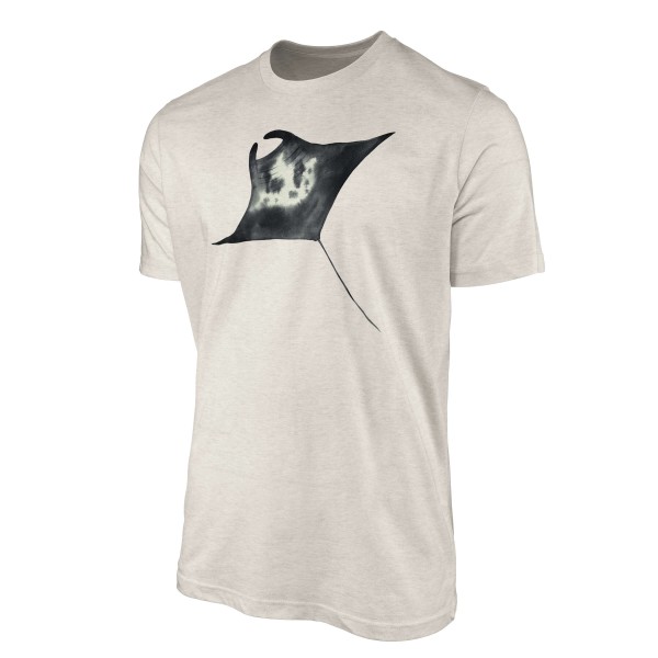 Paul Sinus Art Herren Shirt 100% gekämmte Bio-Baumwolle T-Shirt Rochen Wasserfarben Motiv Nachhaltig Ökomode aus e Lagerräumung