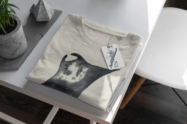 Paul Sinus Art Herren Shirt 100% gekämmte Bio-Baumwolle T-Shirt Rochen Wasserfarben Motiv Nachhaltig Ökomode aus e Lagerräumung